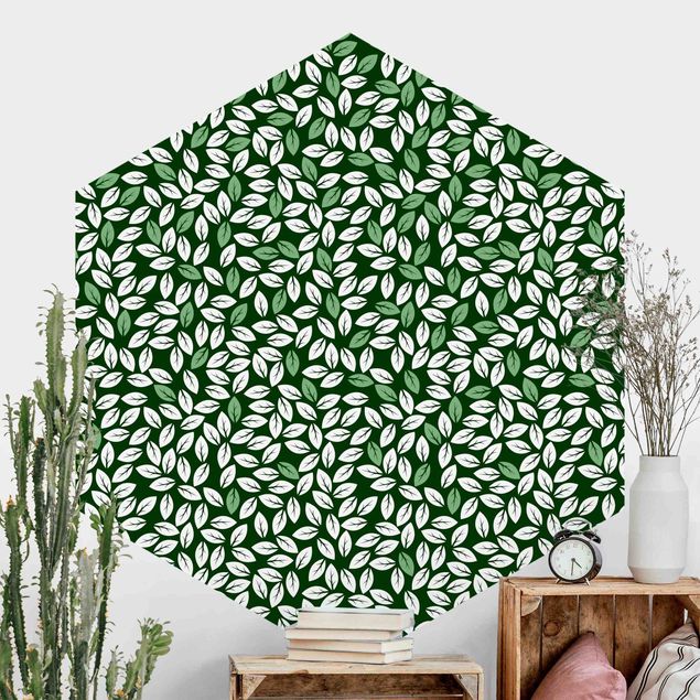 Dekoracja do kuchni Naturalny wzór Deszcz liści w kolorze zielonym