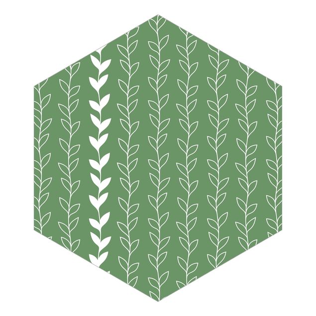 Sześciokątna tapeta samoprzylepna - Naturalny wzór Linie winorośli na zielonym tle