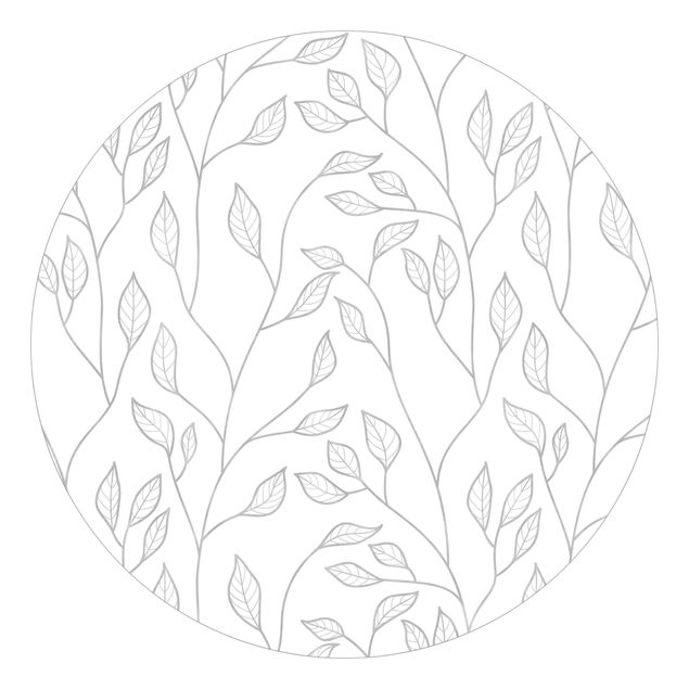 Tapety na ściany Naturalny wzór gałęzi z liśćmi w kolorze szarym