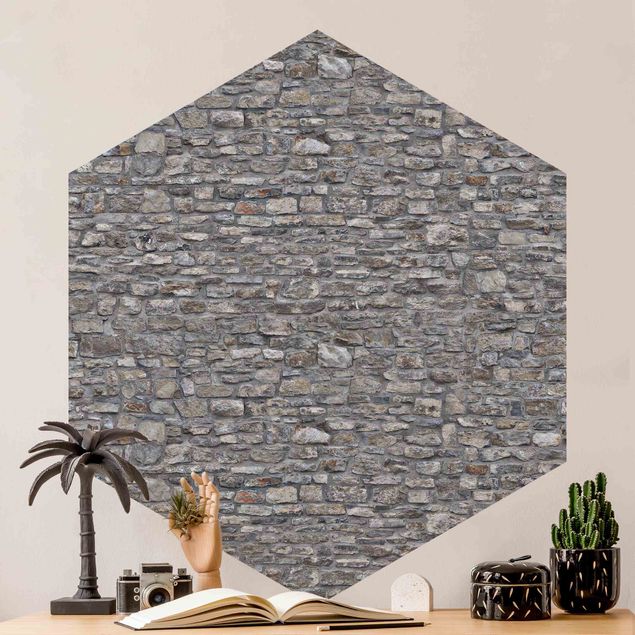 Szara tapeta Tapeta z naturalnego kamienia Old Stone Wall