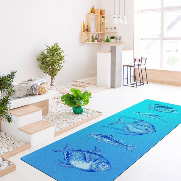dywan niebieski nowoczesny Piątka morska Ryby