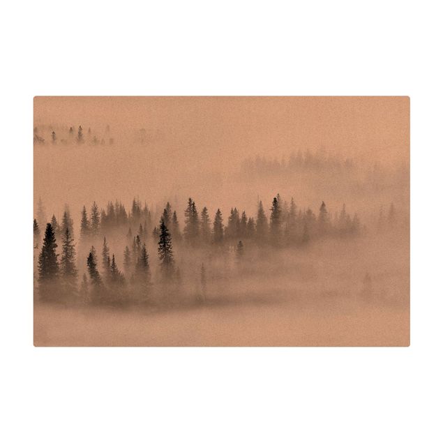 dywan do salonu duży Mgła w Puszczy Jodłowej Czarno-biała