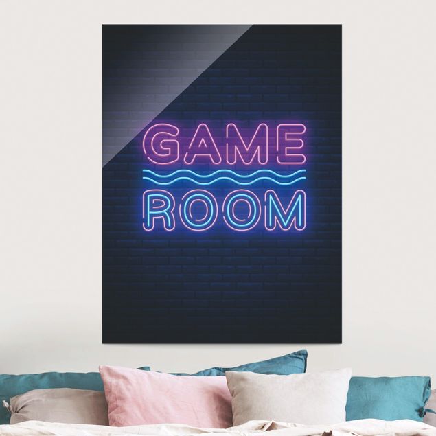 Obrazy na szkle portret Neon Text Game Room
