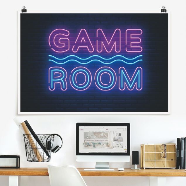 Obrazy do salonu nowoczesne Neon Text Game Room