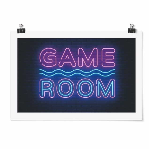 Obraz z niebieskim Neon Text Game Room