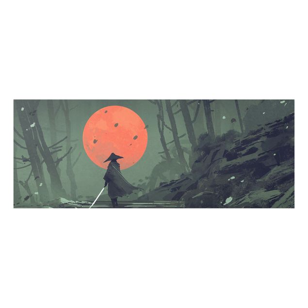 Obrazy na ścianę Ninja In Red Moonlight