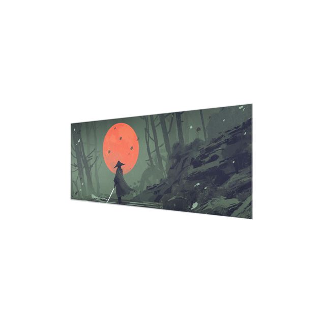 Glas Magnetboard Ninja In Red Moonlight