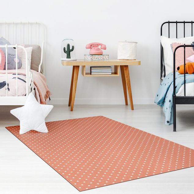nowoczesny dywan Nr YK57 Białe kropki na różowym tle