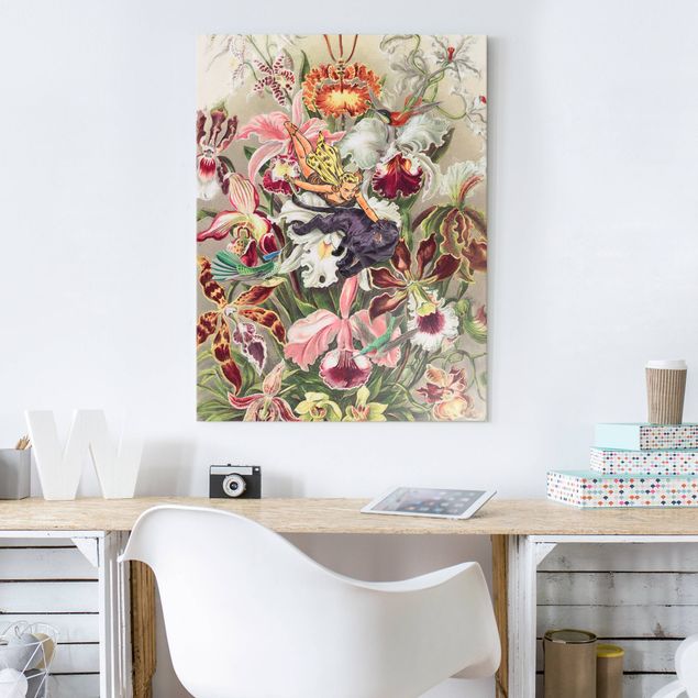 Obrazy na szkle portret Nimfa z orchideami
