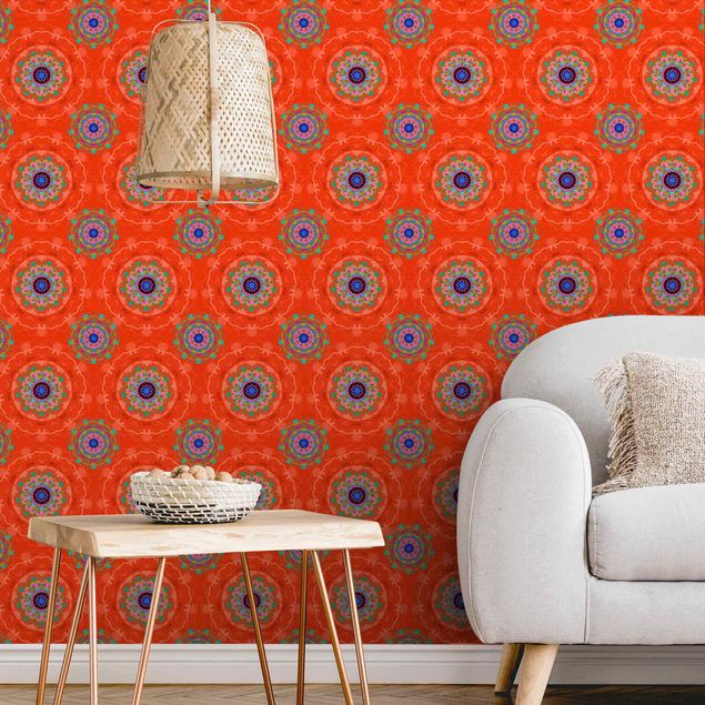 Czerwona tapeta Orange Mandala Pattern - Roll