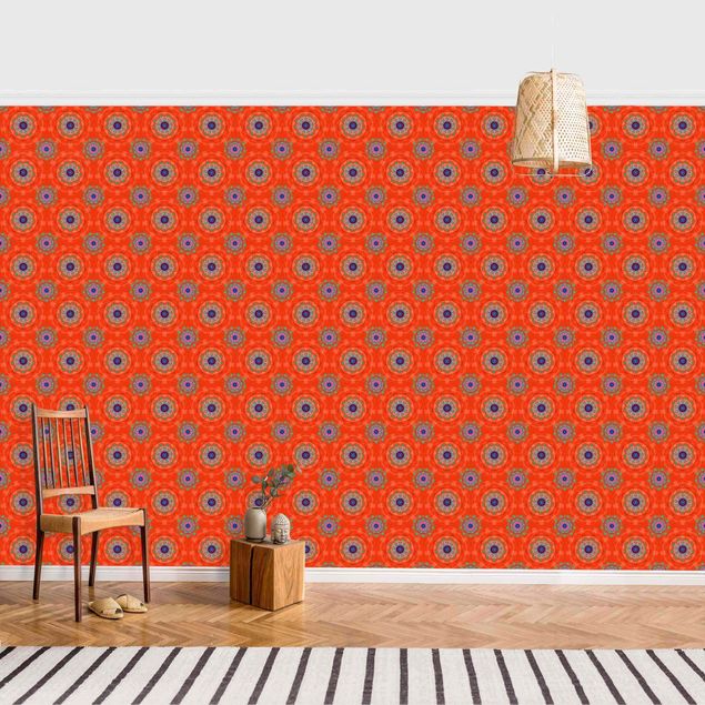 Tapety wzory Orange Mandala Pattern - Roll