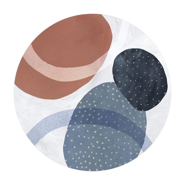 Okrągły dywan winylowy - Orbita z kropkami II