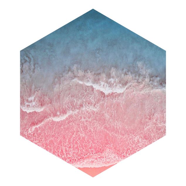 Sześciokątna tapeta samoprzylepna - Ocean w kolorze różowym