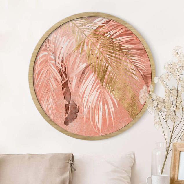 Obrazy do salonu Palm Fronds In Pink And Gold II