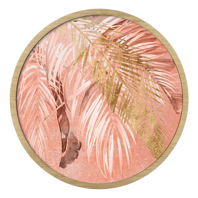 Obrazy kwiatowe Palm Fronds In Pink And Gold II