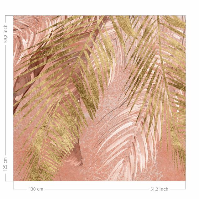 tanie zasłony na wymiar Palm Fronds In Pink And Gold III