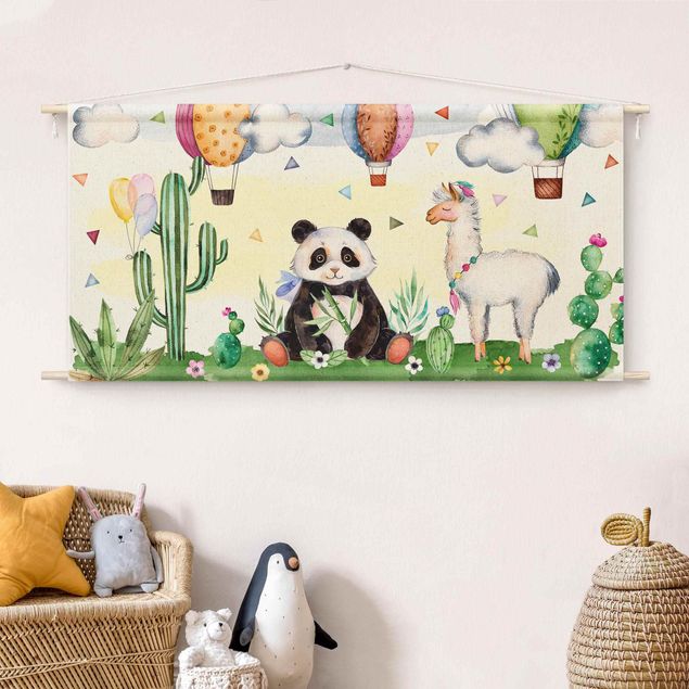 Obrazy nowoczesne Panda And Lama Watercolour
