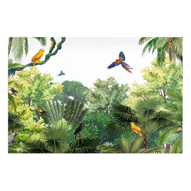 Obrazy do salonu nowoczesne Parada papug w dżungli