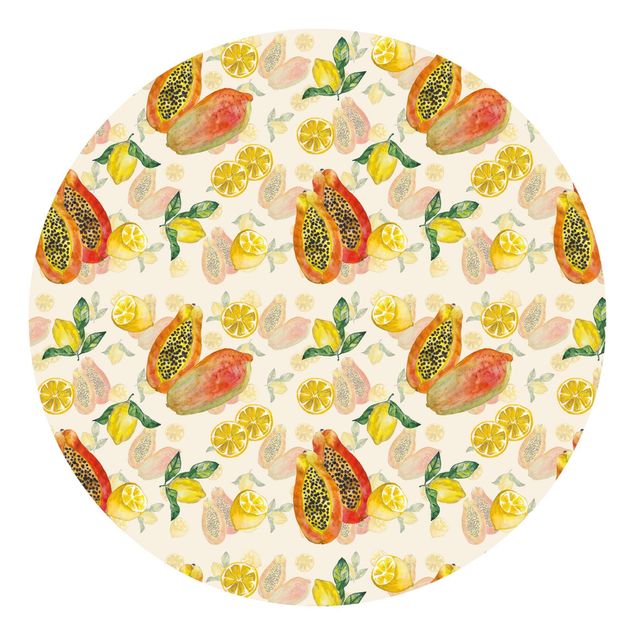 Okrągła tapeta samoprzylepna - Papayas And Lemons