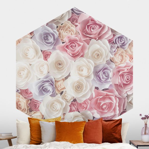 Dekoracja do kuchni Pastelowe papierowe róże artystyczne