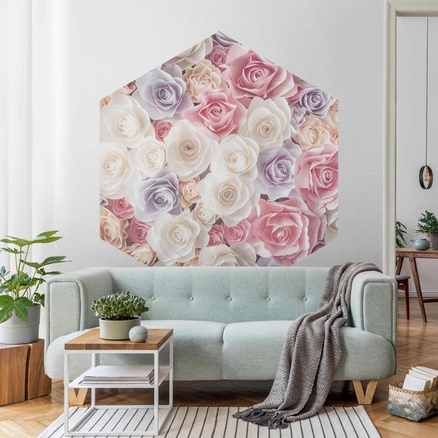 Fototapety kwiaty Pastelowe papierowe róże artystyczne