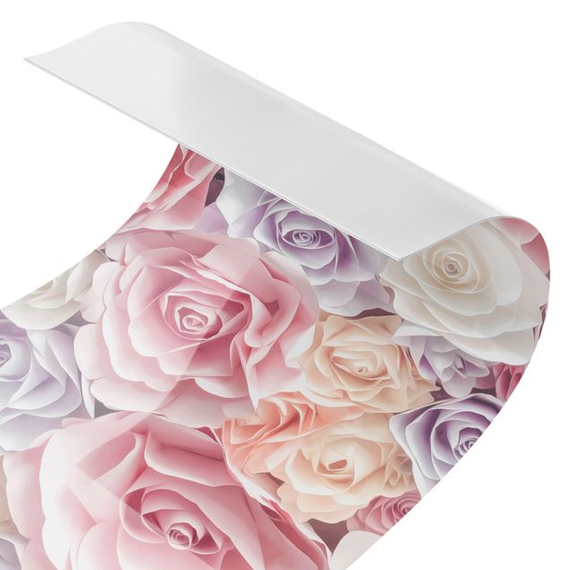 Panel ścienny do kuchni - Pastelowe papierowe róże artystyczne