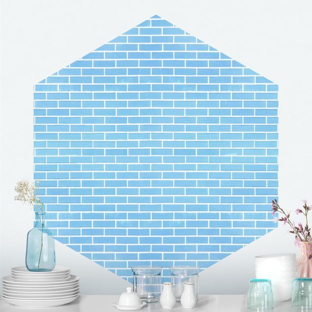 Tapety cegła Pastel Blue Brick Wall