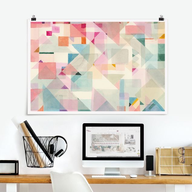 Obrazy do salonu nowoczesne Pastel triangles