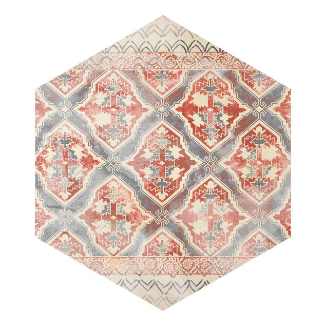 Sześciokątna tapeta samoprzylepna - Persian Vintage Pattern w kolorze indygo II