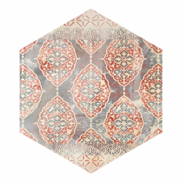 Sześciokątna tapeta samoprzylepna - Persian Vintage Pattern w kolorze indygo III