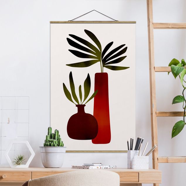 Obrazy do salonu Rośliny w czerwonym wazonie