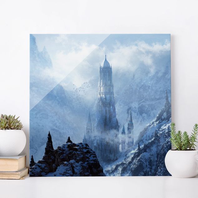 Obrazy na szkle architektura i horyzont Fantasy Castle In Snowy Landscape
