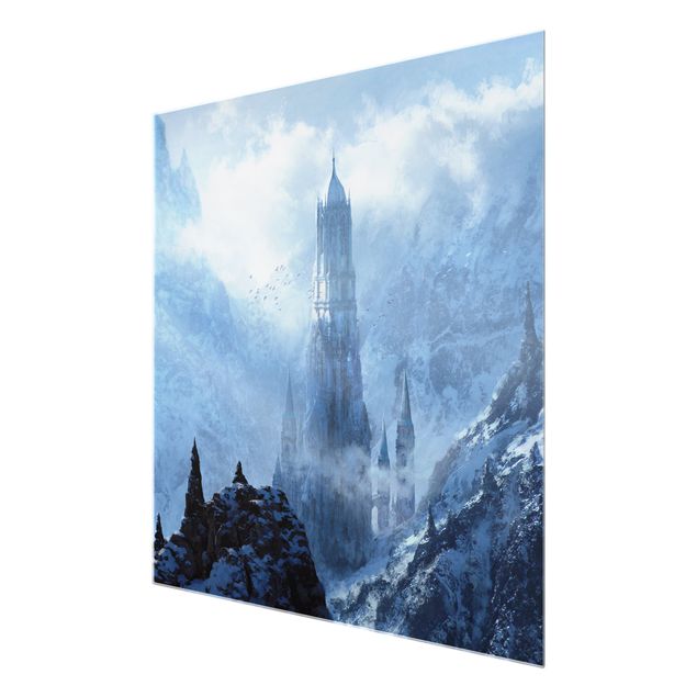 Obrazy z górami Fantasy Castle In Snowy Landscape