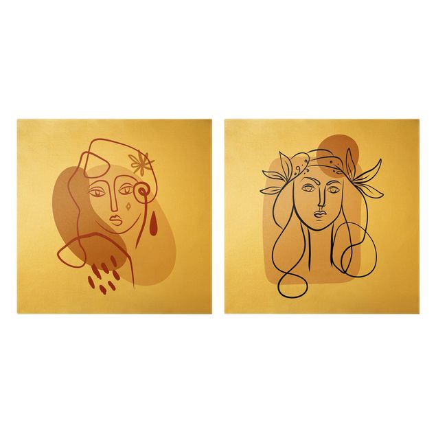 Obraz abstrakcja na płótnie Interpretacja Picassa - Dwie Muzy