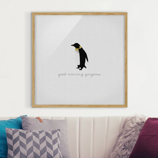 Obrazy w ramie powiedzenia Cytat pingwina Good Morning Gorgeous