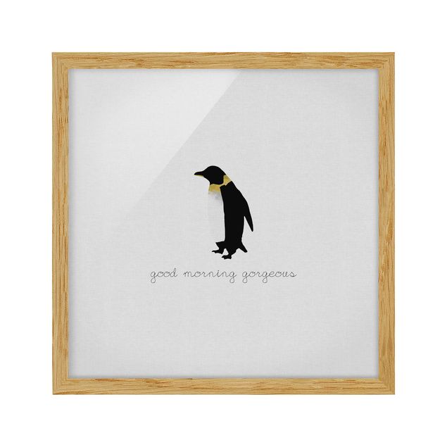 Czarno białe obrazy Cytat pingwina Good Morning Gorgeous