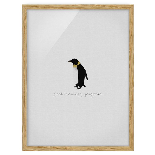 Czarno białe obrazy Cytat pingwina Good Morning Gorgeous