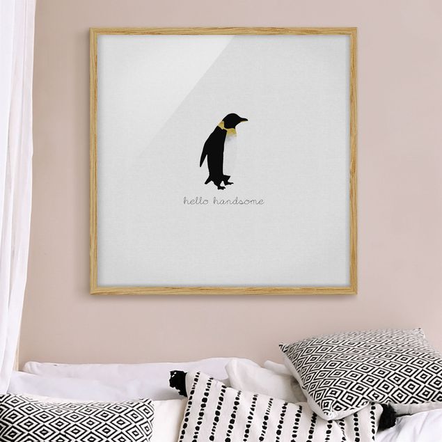 Obrazy w ramie powiedzenia Cytat Pingwin Witaj przystojniaku