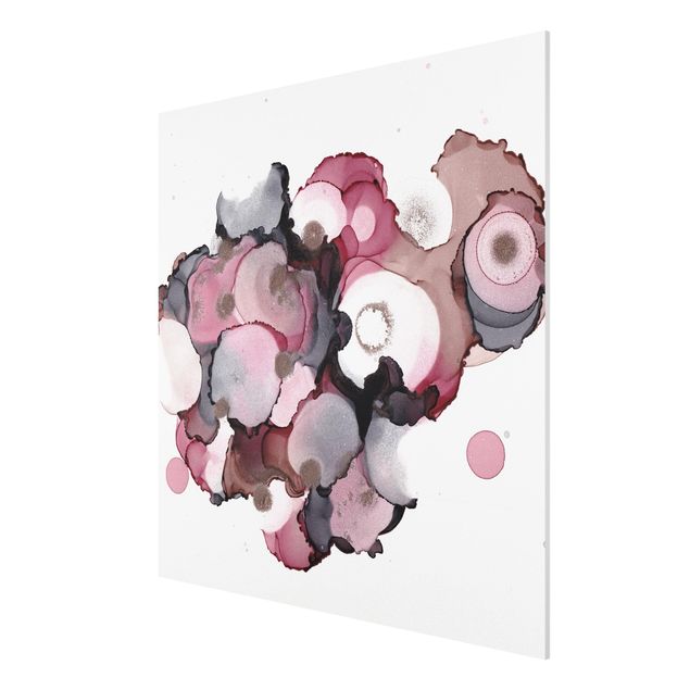 Obrazy na szkle abstrakcja Krople różowego beżu z różowym złotem