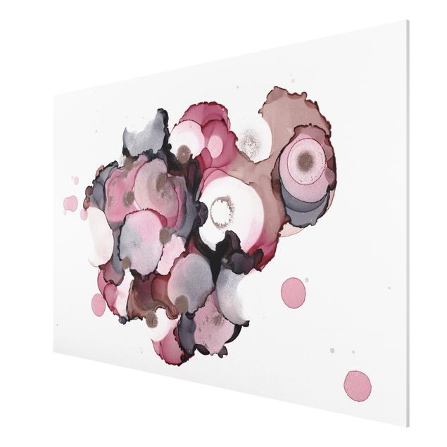 Obrazy na szkle abstrakcja Krople różowego beżu z różowym złotem