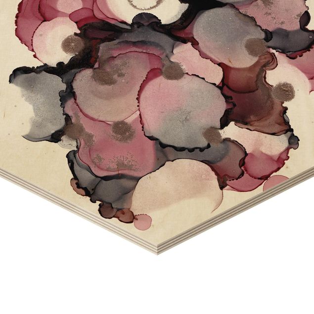 Obrazy drewniane Krople różowego beżu z różowym złotem