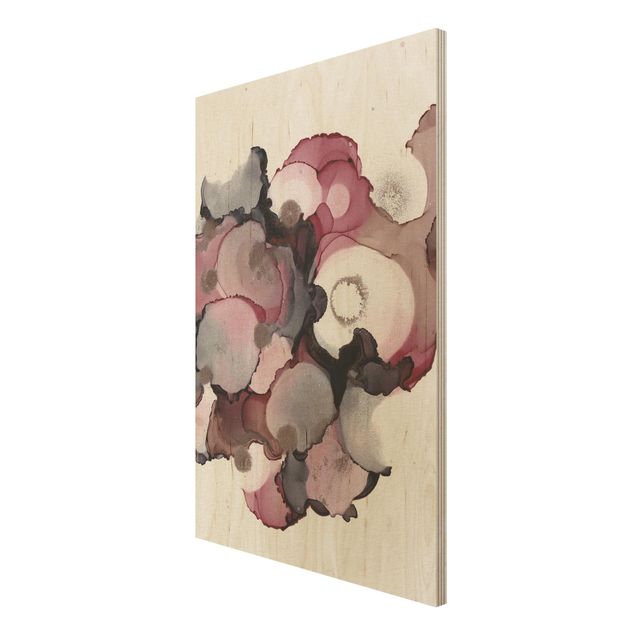Obrazy z drewna Krople różowego beżu z różowym złotem