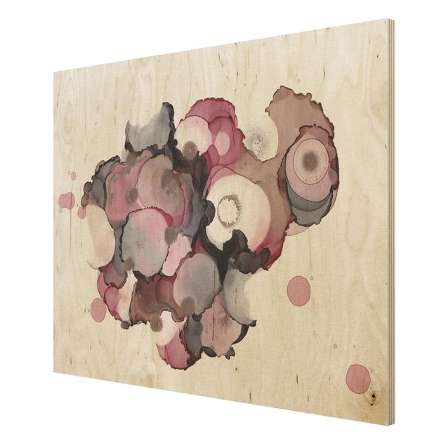 Obrazy z drewna Krople różowego beżu z różowym złotem