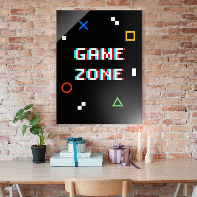 Obrazy na szkle portret Pixel Text Game Zone