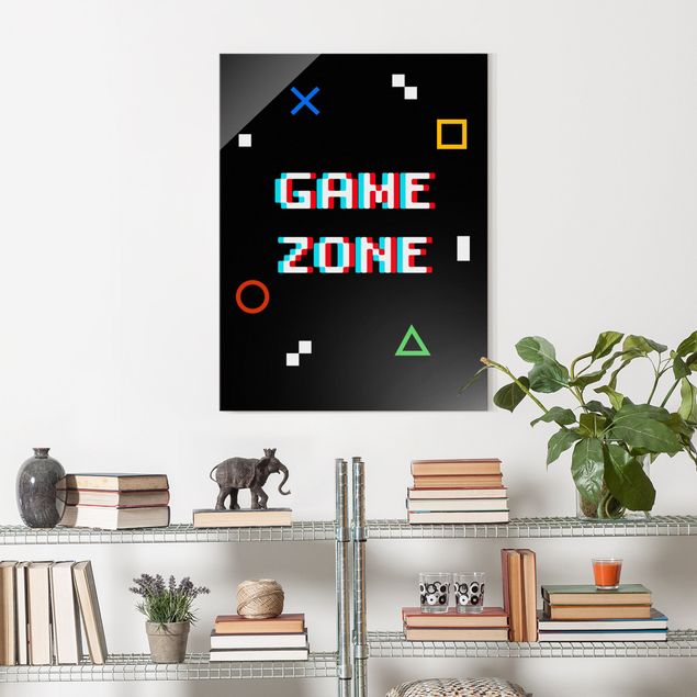 Obrazy na szkle powiedzenia Pixel Text Game Zone