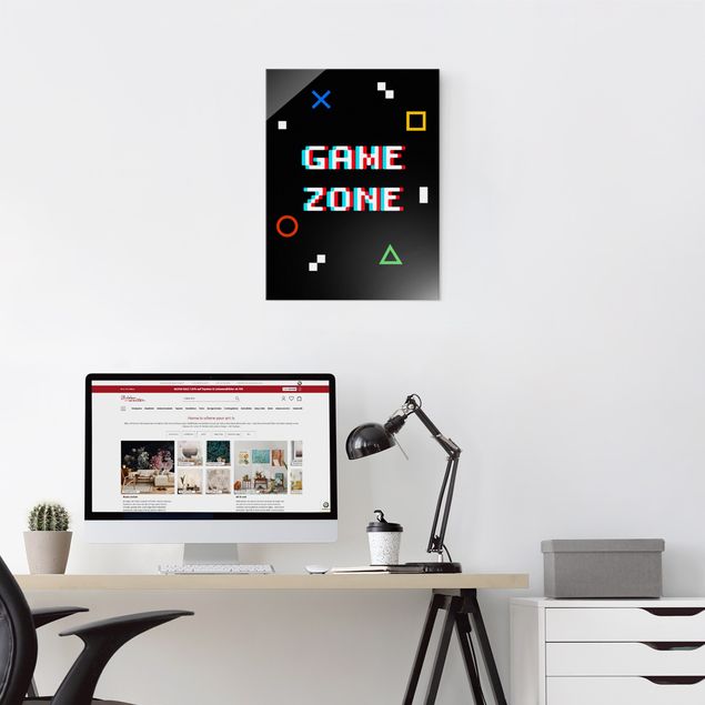 Nowoczesne obrazy do salonu Pixel Text Game Zone
