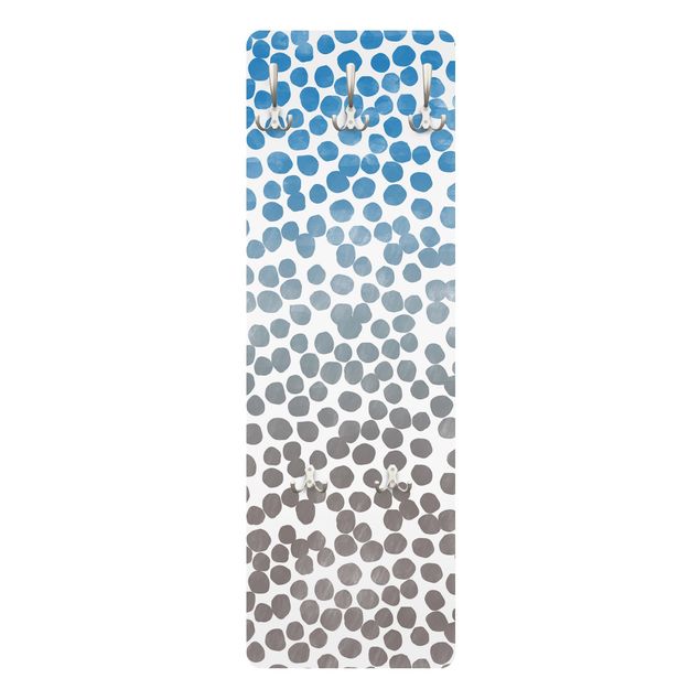 Wieszak ścienny - Wzór w kropki Niebieski Szary - gradient