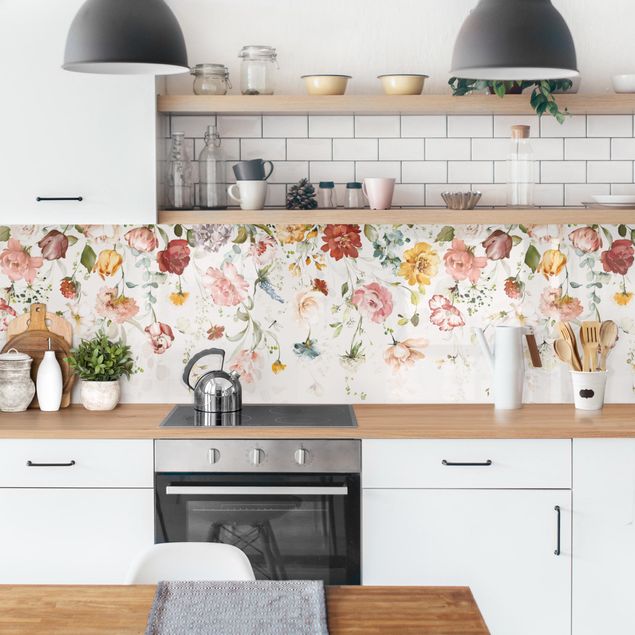 Panele szklane do kuchni Trailing Flowers Watercolour