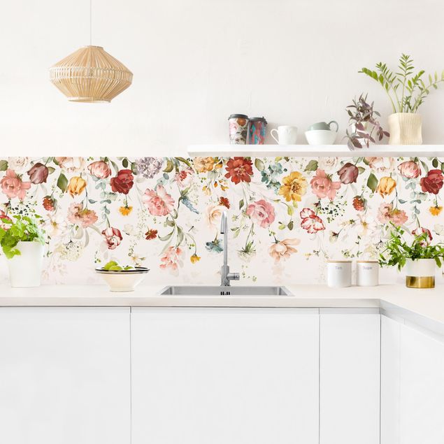 Panel ścienny do kuchni - Trailing Flowers Watercolour
