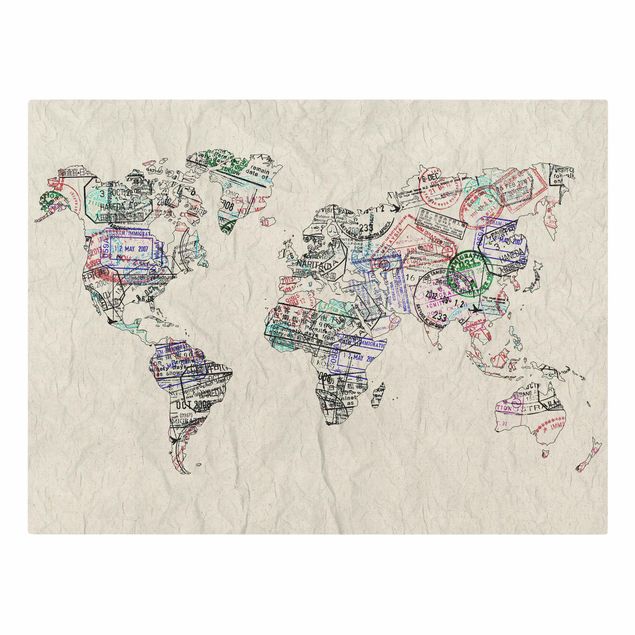 Sbraz mapa swiata Mapa świata z pieczątką paszportową
